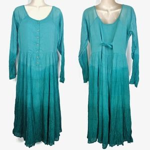 ACCENT ON YOU Hand Dyed Ombre Crinkle Maxi Dress NWT Sz S